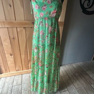 Farm Rio Spring Green Sleeveless Sundress Maxi for Casual Wear
